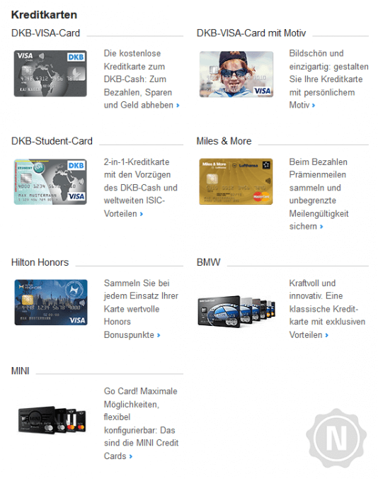 Überblick DKB Kreditkarten