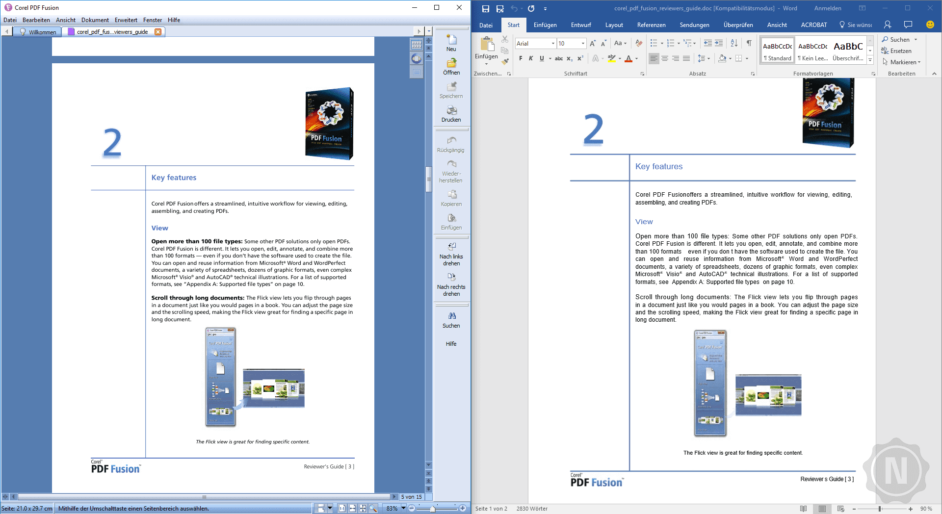 Corel PDF-Fusion Word und PDF